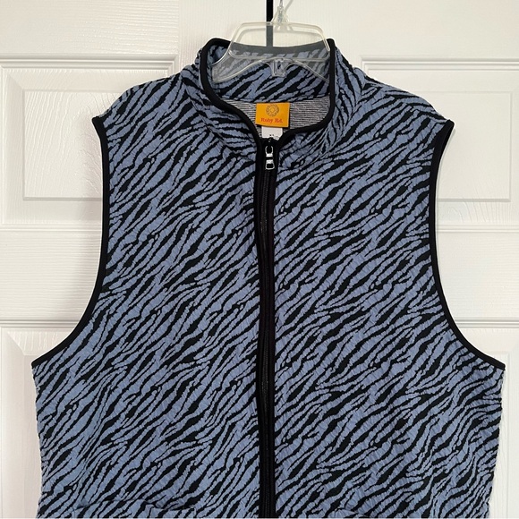Ruby Rd size XL zip up vest blue and black animal print - Picture 4 of 9